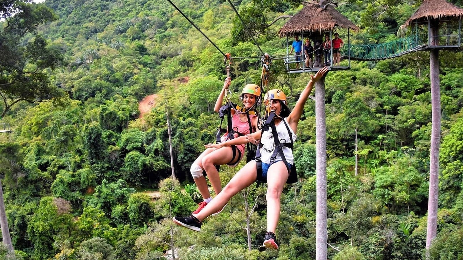 Rider on a Hawk Adventure zipline over Koh Samui